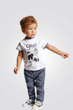 OBAIBI - חולצת טריקו בעלי חיים אפורה לתינוקות בנים - MASHBIR//365