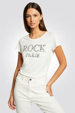 MORGAN - חולצת טריקו הדפס פייטים כסוף - MASHBIR//365