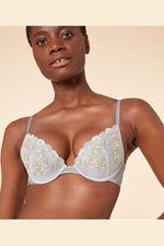 ETAM - חזיית פוש אפ מעוטרת רקמה BONHEUR תכלת - MASHBIR//365