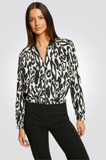 MORGAN - ז'קט ישר עם הדפס מנומר בצבע לבן ושחור - MASHBIR//365