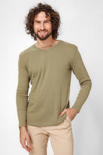 DELTA - זוג חולצות פלנל צווארון וי בצבע זית - MASHBIR//365