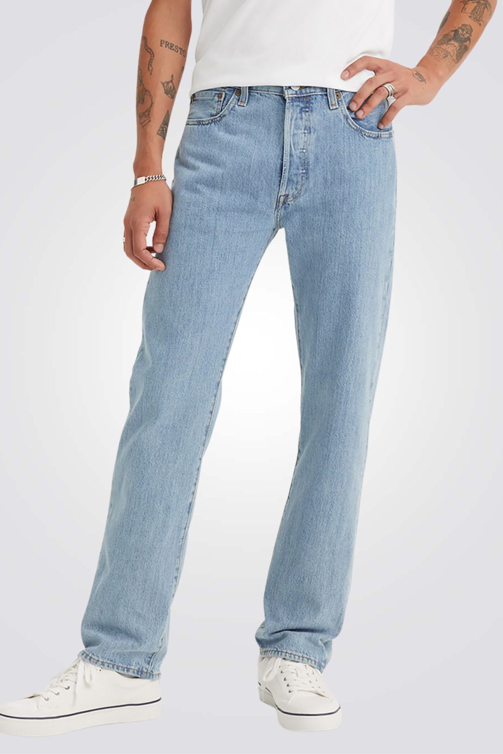 ג'ינס לגברים BUTTON FLY LIGHT STONE WAS 501