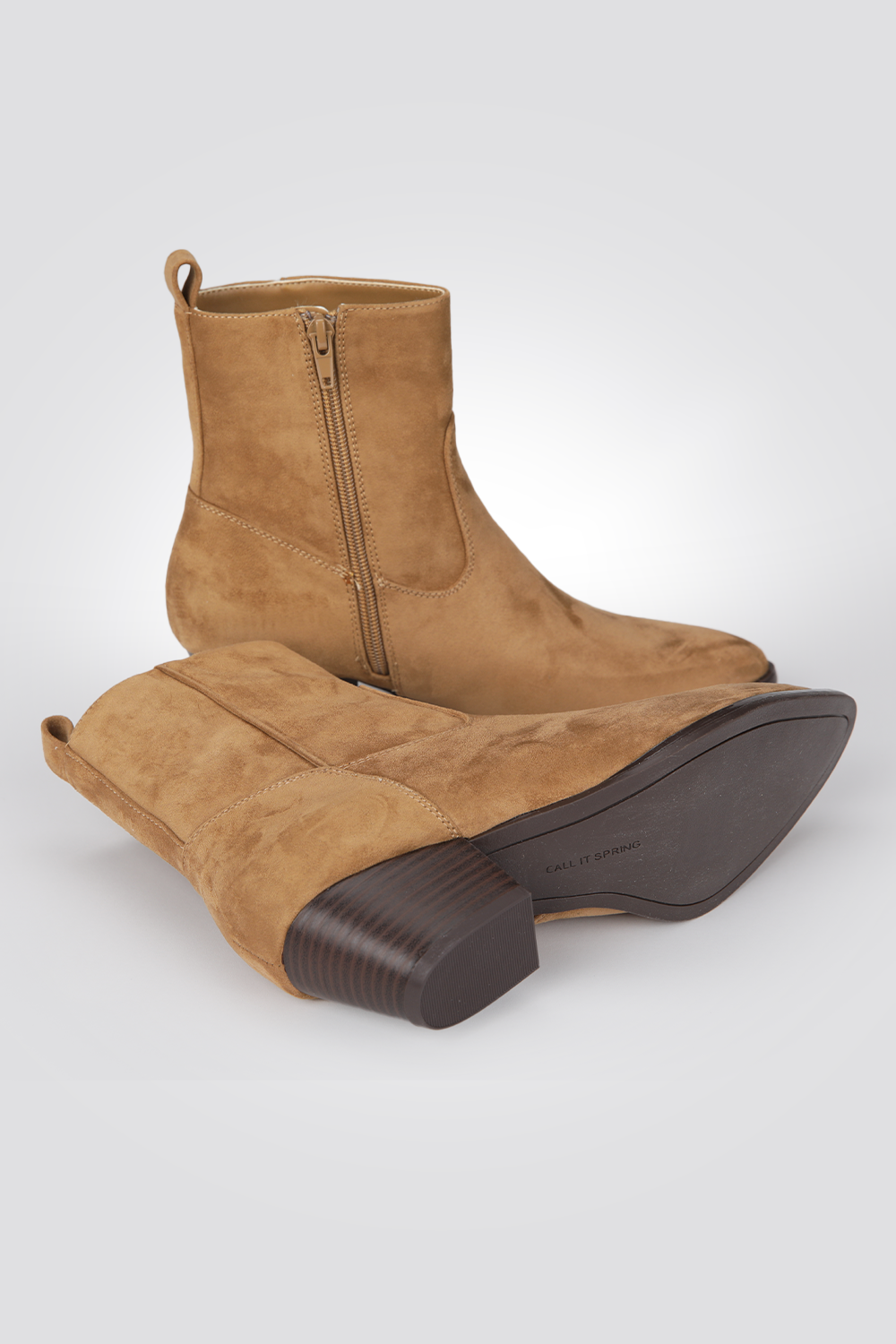 מגפוני עקב דמוי עור Baileyy בצבע חום בהיר