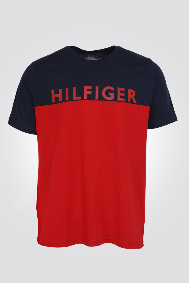 טישירט קולור בלוק בצבע אדום