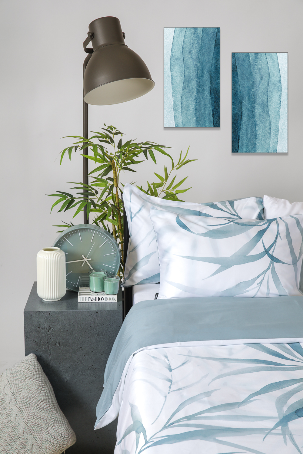 סט מצעים יחיד 90/200 ס"מ כותנה סאטן דגם Blue Leaves