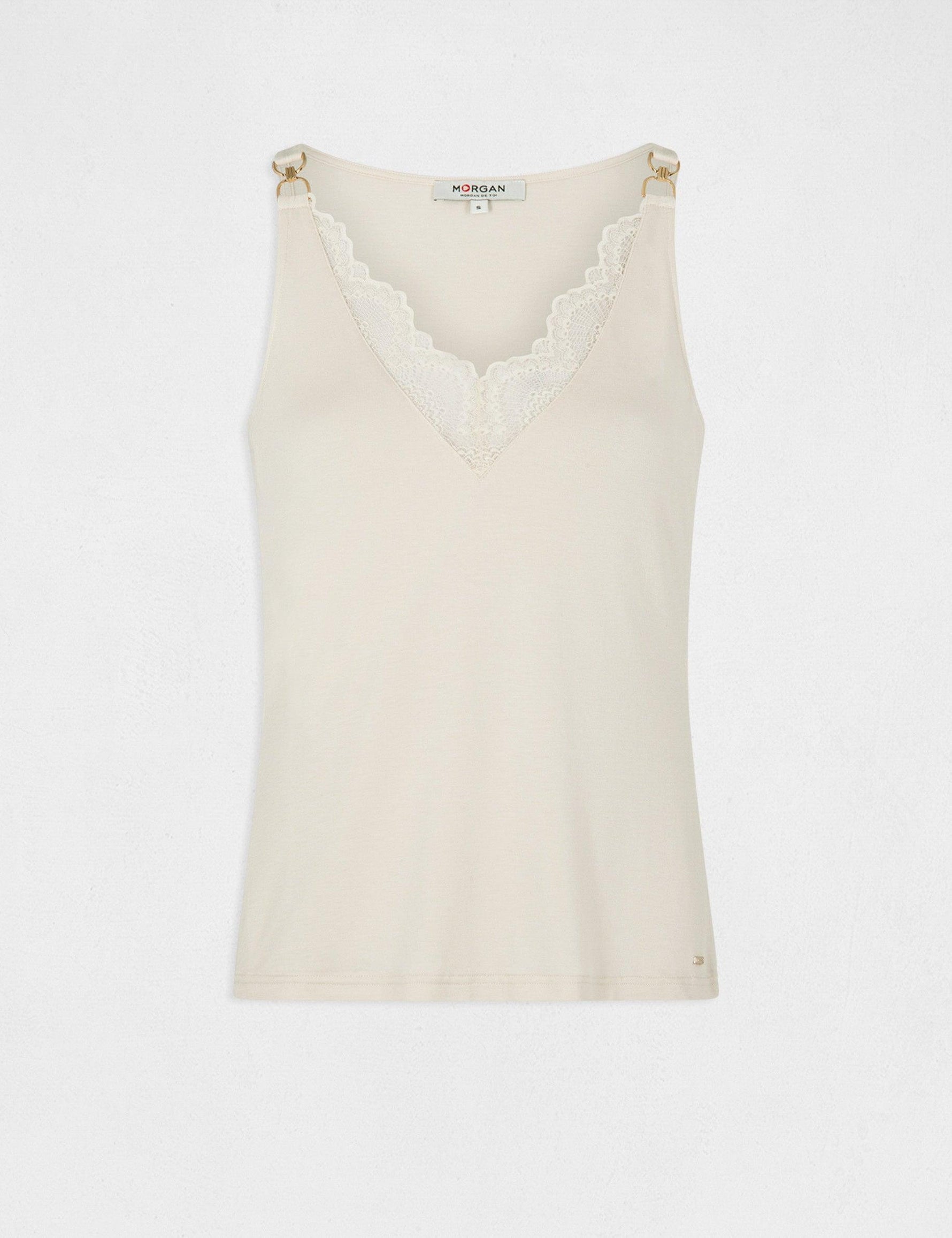 גופיית תחרה בצבע שמנת - MASHBIR//365