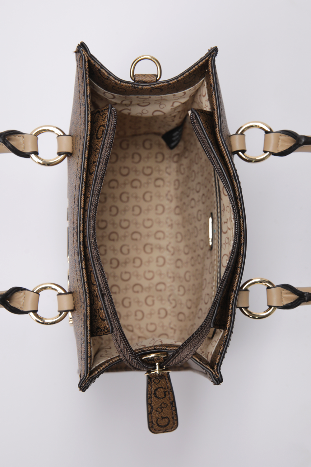 תיק יד עם ארנק בצבע חום 