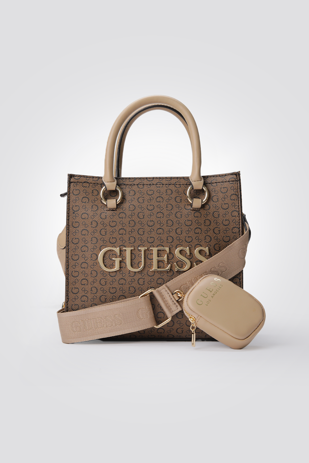 תיק יד עם ארנק בצבע חום 