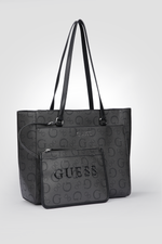 תיק יד Tote דמוי עור לנשים בצבע אפור כהה