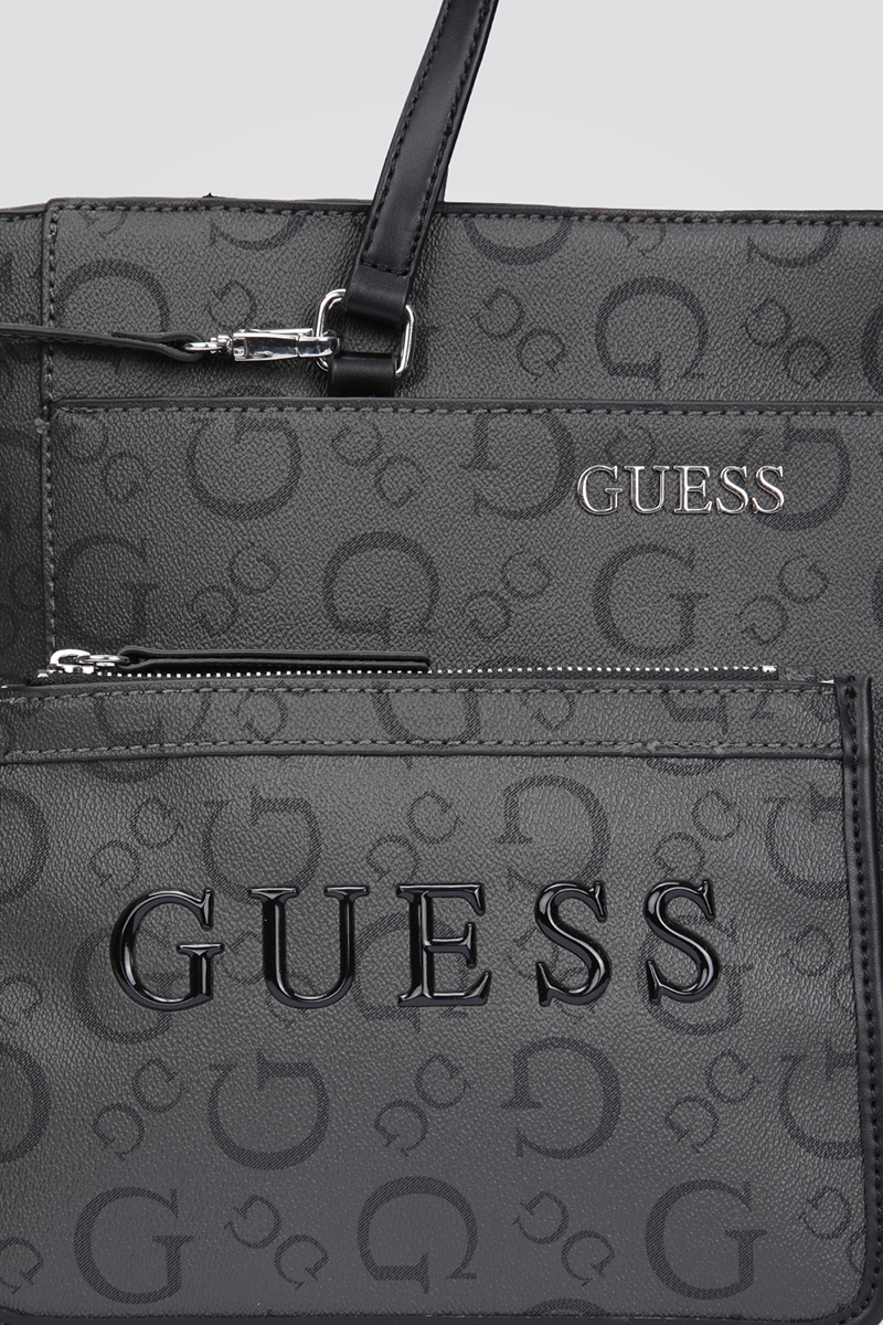 תיק יד Tote דמוי עור לנשים בצבע אפור כהה