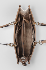 תיק יד גדול דמוי עור לנשים DEVLON בצבע בז'