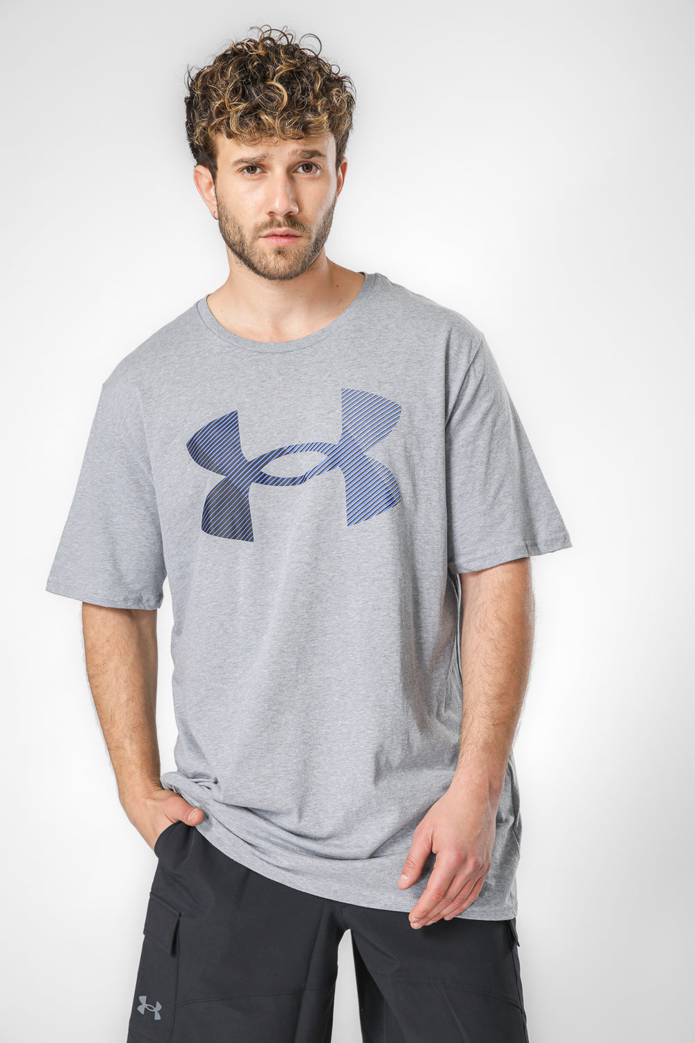 טישירט לגברים BIG LOGO FILL בצבע אפור וכחול