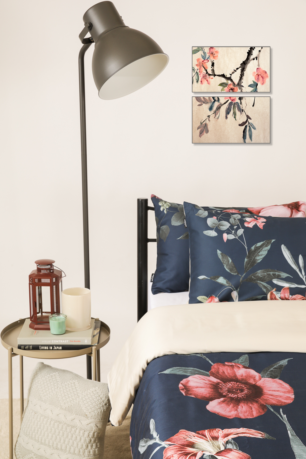 סט מצעים זוגי 160/200 כותנה סאטן דגם FLORA בצבע אפור כהה