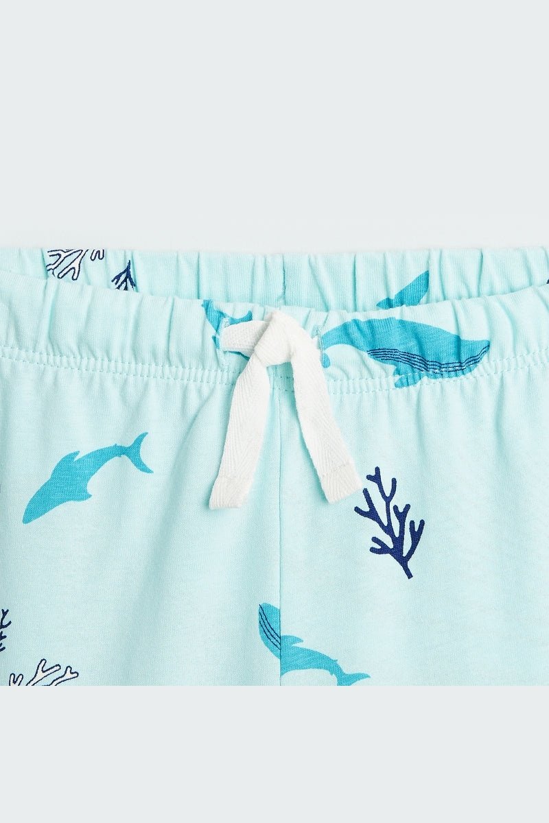 סט פיג'מה קצרה לילדים בצבע תכלת