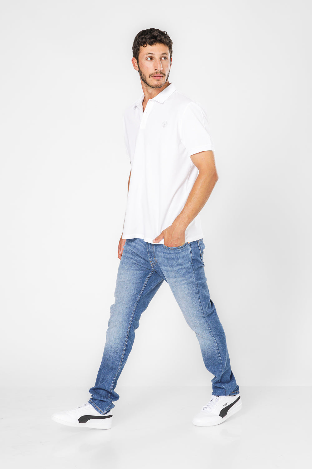 חולצת פולו בצבע לבן לגברים