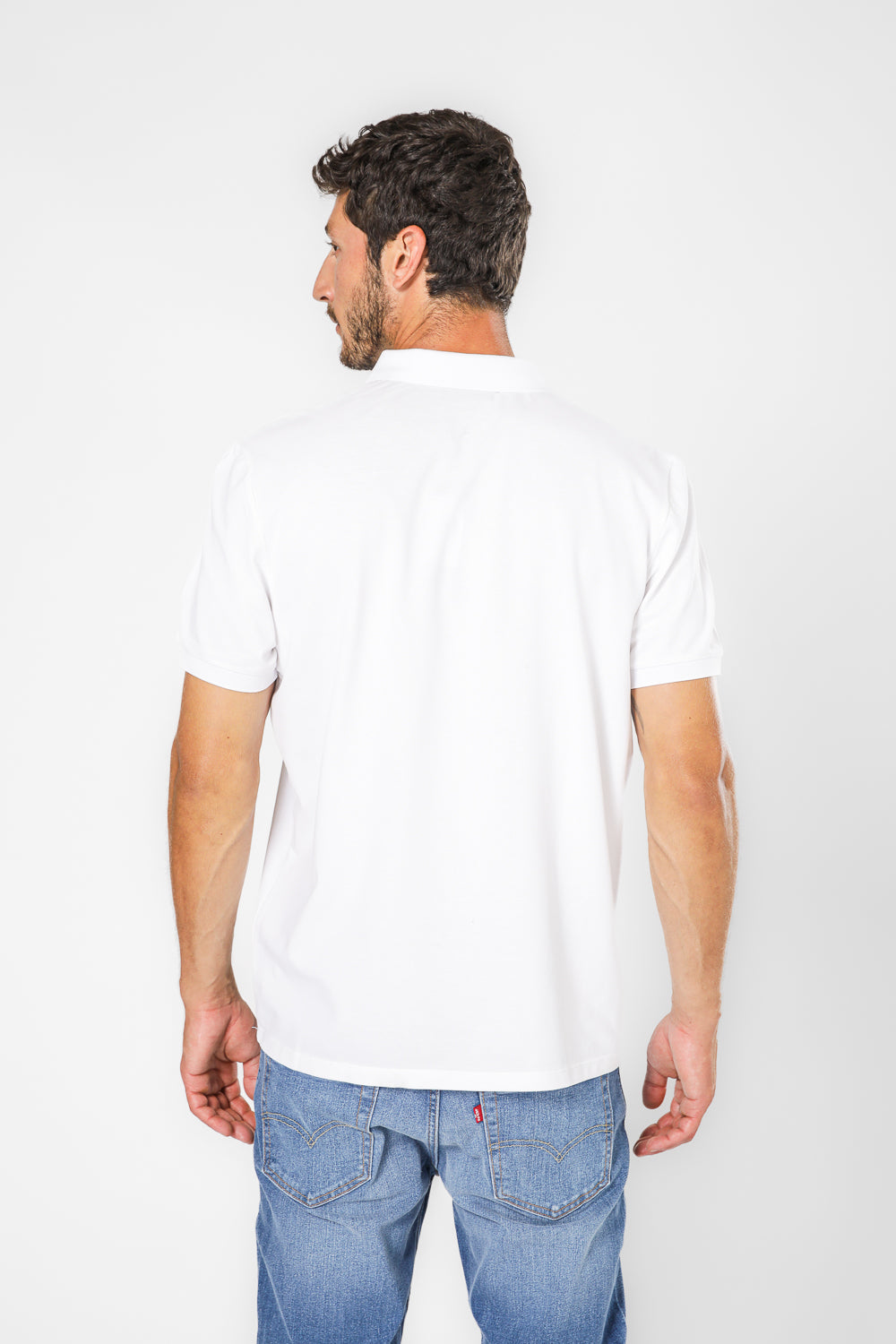 חולצת פולו בצבע לבן לגברים