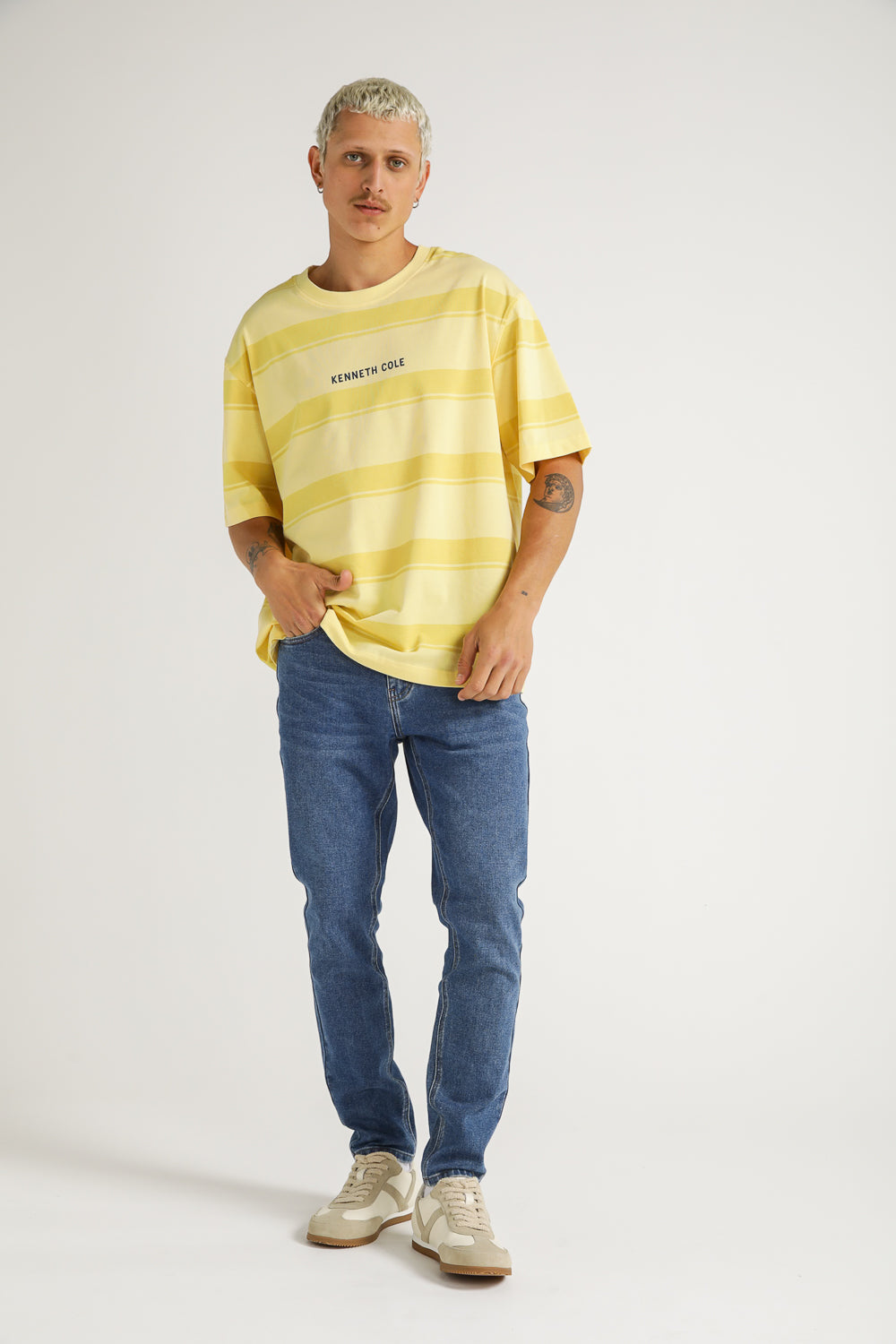 חולצה בגזרת אוברסייז הדפס פסים | קנת קול