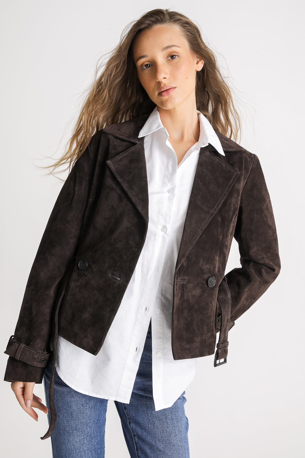 מעיל טרנץ' מעור זמש לנשים | קנת קול