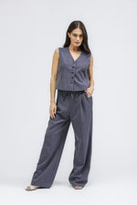 מכנסיים בגזרה רחבה עם הדפס פסים | קנת קול