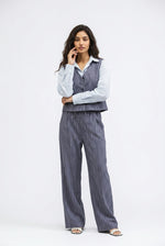 מכנסיים בגזרה רחבה עם הדפס פסים | קנת קול