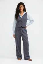 מכנסיים בגזרה רחבה עם הדפס פסים | קנת קול