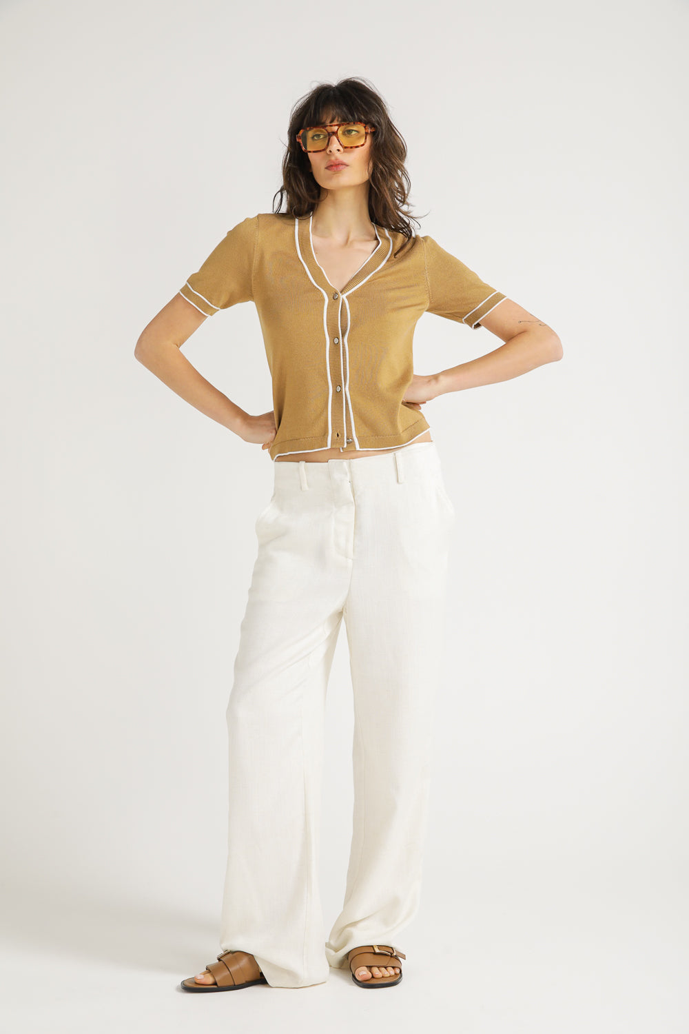 קרדיגן סרוג עם שרוולים קצרים | קנת קול