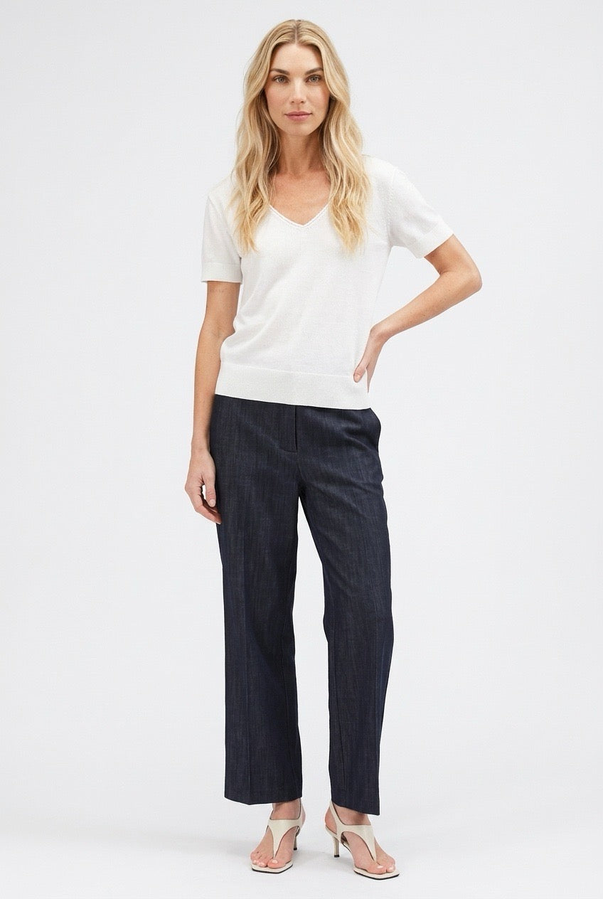 טישירט סריג לנשים עם מפתח V | קנת קול