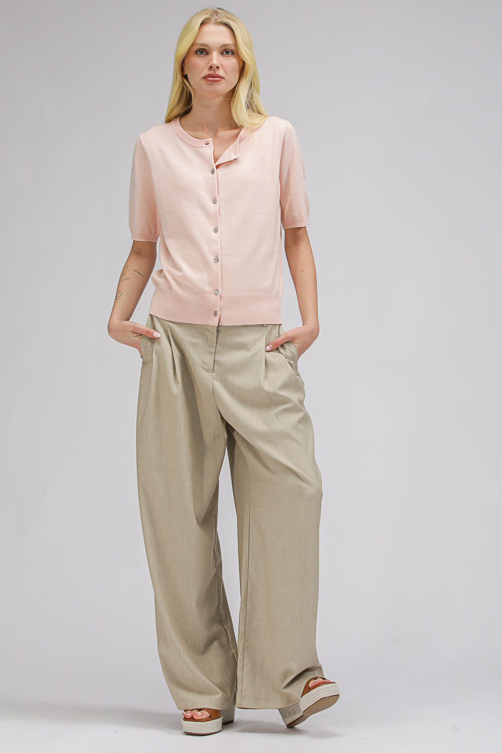 קרדיגן סריג עם שרוולים קצרים | קנת קול