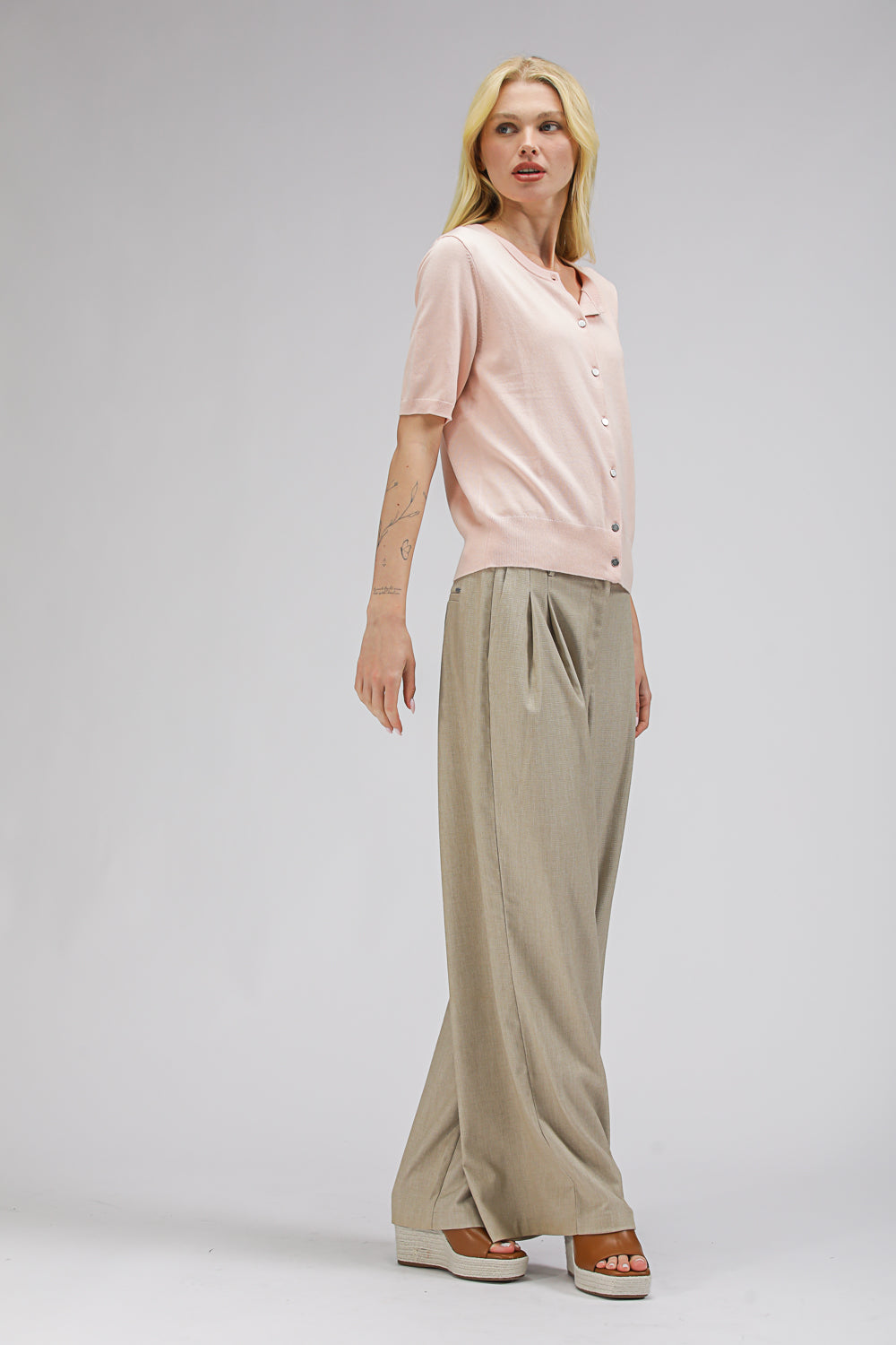 קרדיגן סריג עם שרוולים קצרים | קנת קול