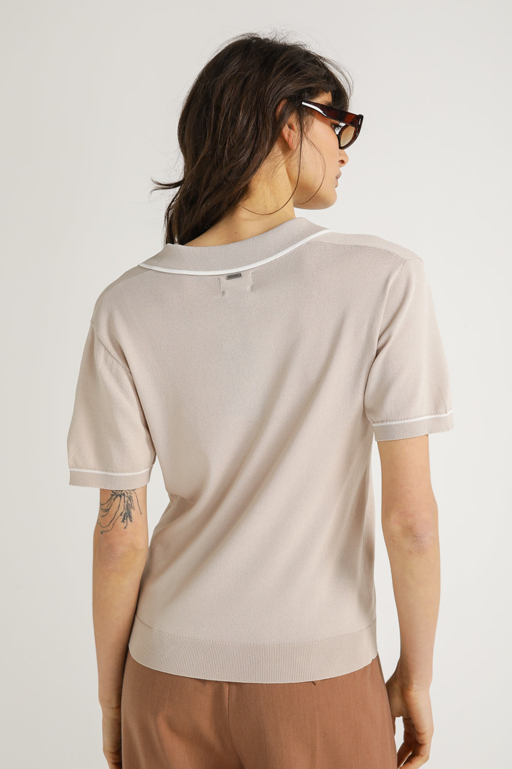 חולצת פולו סרוגה עם שרוולים קצרים | קנת קול