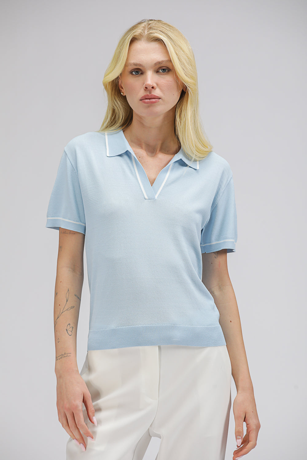 חולצת פולו סרוגה עם שרוולים קצרים | קנת קול