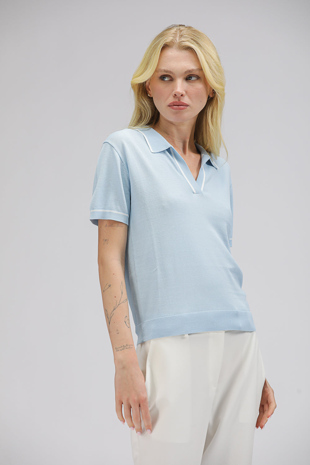 חולצת פולו סרוגה עם שרוולים קצרים | קנת קול