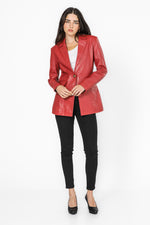  בלייזר עור בצבע אדום