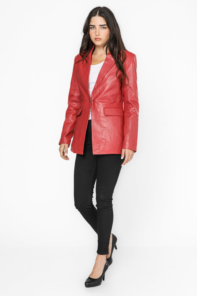  בלייזר עור בצבע אדום