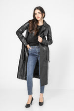 מעיל טרנץ' עור שחור