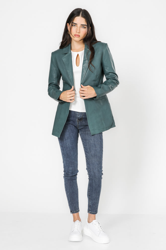 בלייזר עור בצבע ירוק