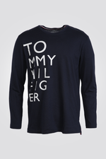 טישירט נייבי עם לוגו מודפס
