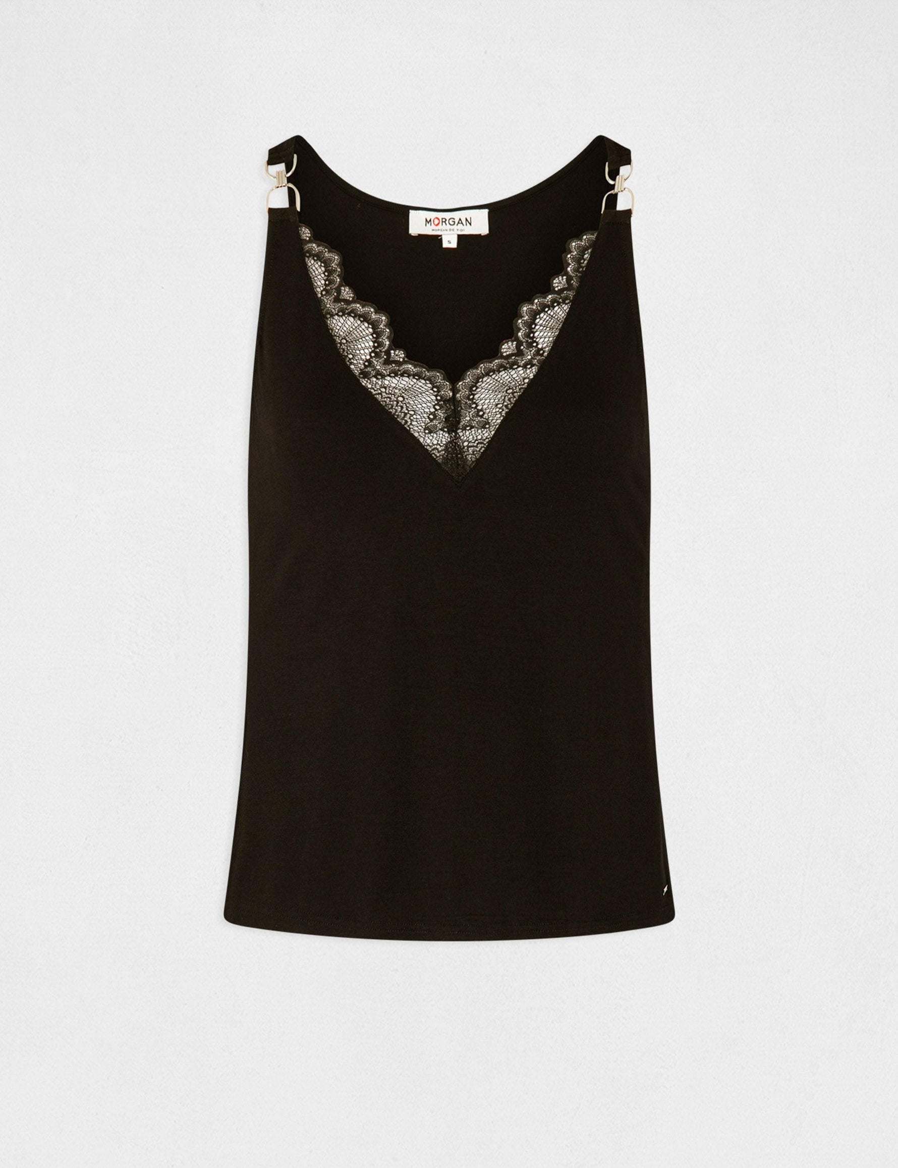 גופיית תחרה בצבע שחור - MASHBIR//365