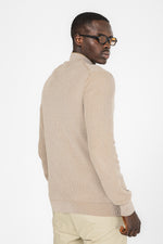 סריג קרדיגן עם רוכסן בצבע בז'