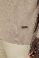 סריג קרדיגן עם רוכסן בצבע בז'