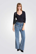 טישירט ריב שרוול ארוך בצבע נייבי