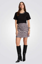 טישירט אוברסייז עיטור תכשיט בצבע שחור