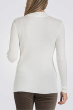 סריג ג'רסי ריב צווארון גבוה בצבע לבן