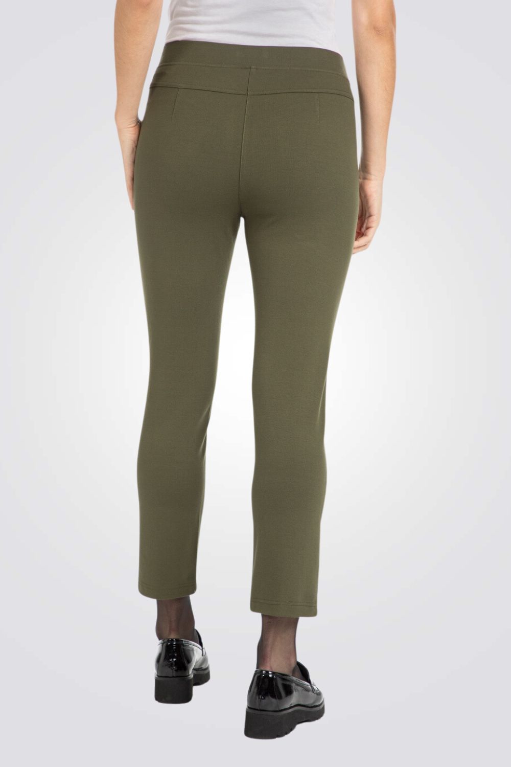 מכנסיים קרופ בסגנון טייץ בצבע ירוק זית