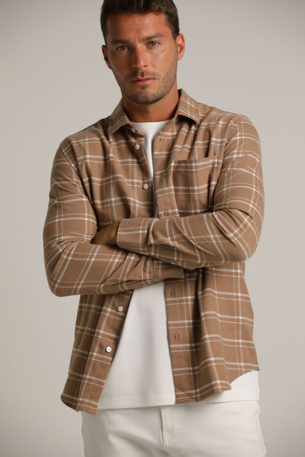 חולצת פלאנל מכופתרת בעיצוב משבצות | קנת קול