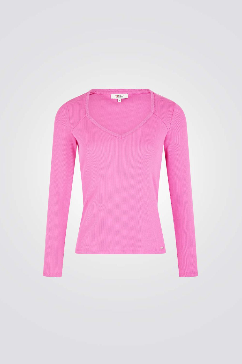 טישירט ריב שרוול ארוך בצבע ורוד