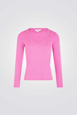 טישירט ריב שרוול ארוך בצבע ורוד