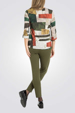 מכנסיים קרופ בסגנון טייץ בצבע ירוק זית