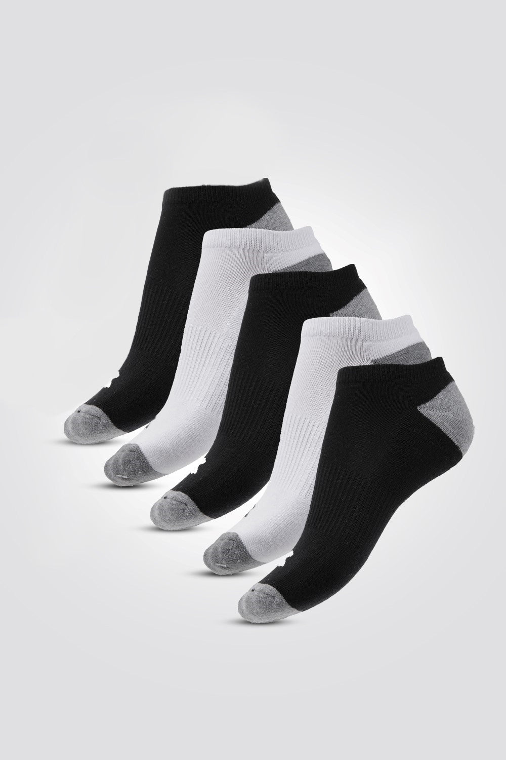 מארז חמישיית גרבי פוטיס לגברים בצבע לבן אפור ושחור מידות 41-46