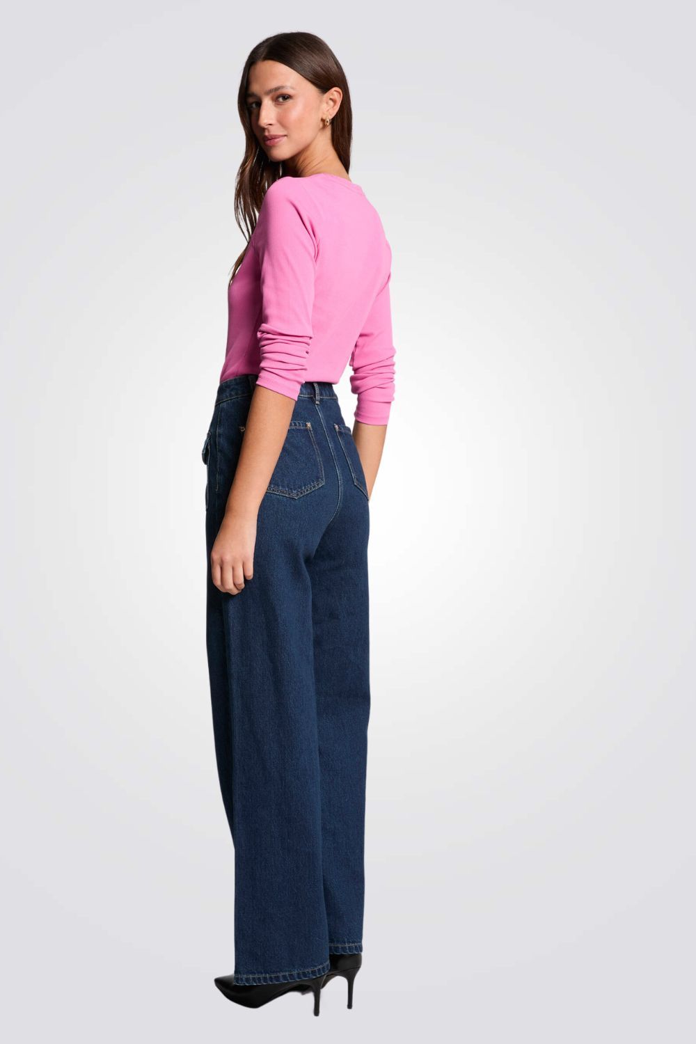 טישירט ריב שרוול ארוך בצבע ורוד